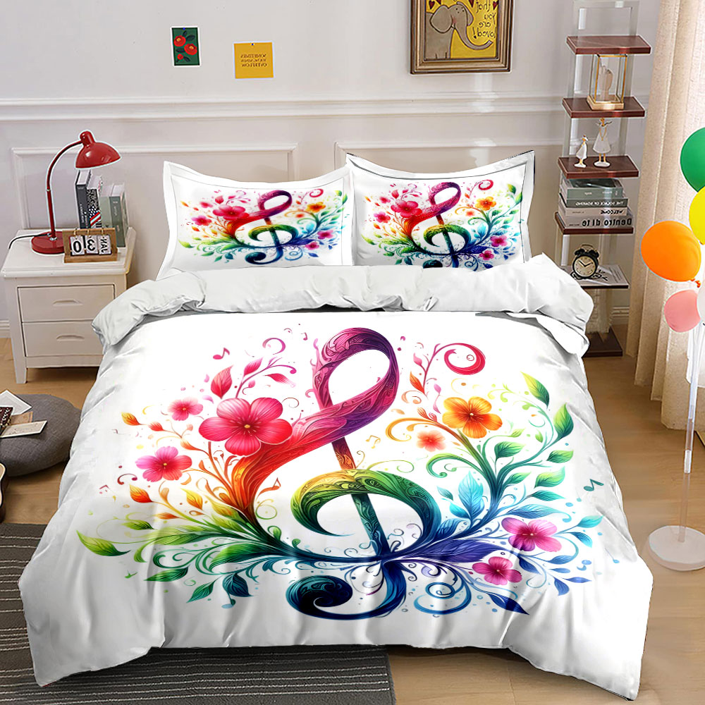 Duvet Cover Sets With Zipper - Wzorzysty komplet pościeli z żywym, kwiatowym