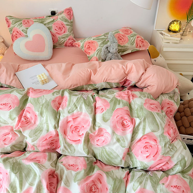 Duvet Cover Sets With Zipper - Różowa Róża Zestaw Kołdry Z Zamkiem