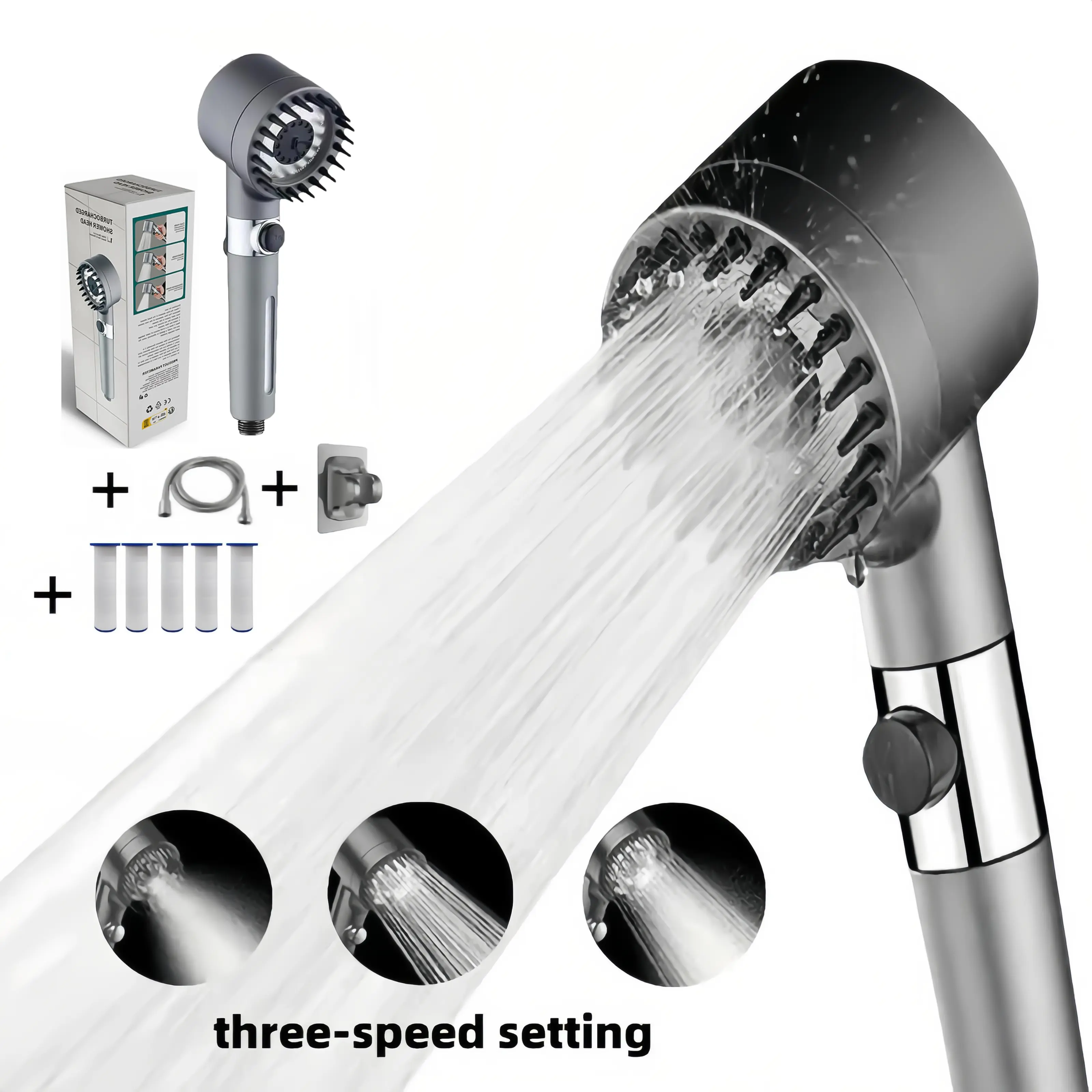 High Pressure Shower Head Handheld - Wysokociśnieniowa, filtrująca, ręczna słuchawka prysznicowa z