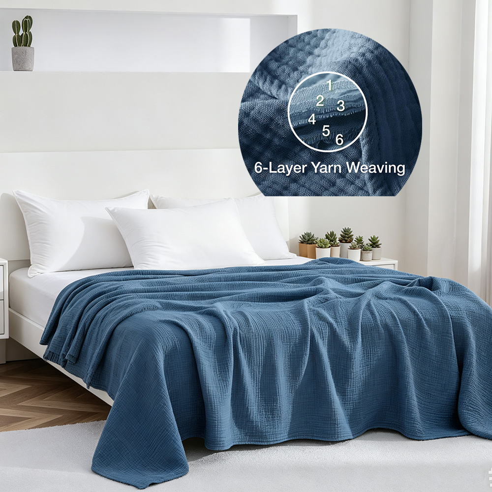 Koce z 6 warstw bawełnianego m – Muslin Cotton Bedspread recenzja i cena